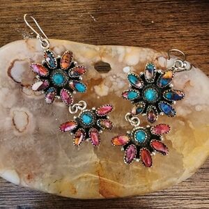 Copper turquoise/sterling silver earrings.